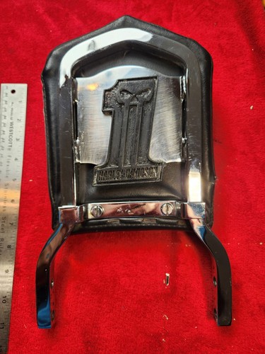 Harley-Davidson Passenger Backrest Sissy Bar Pad Chrome Dark Custom #1 Emblem