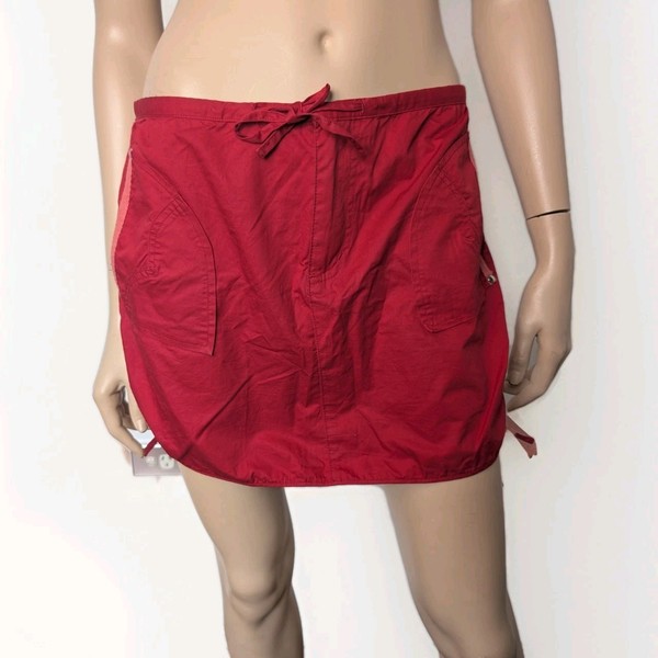 VINTAGE Valleygirl Red Y2K Mini Skirt Cargo Utility Gorpcore Aesthetic - Size 10