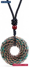 Malachite Orgone Pendant, 4CM Rodin Coil Necklace with 2-Strand Twisted Copper W