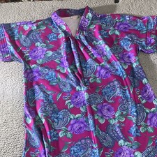 70s 80s vtg Muumuu House Dress Caftan Pink Purple Rose one size Grandma Core