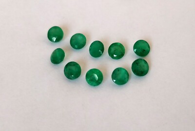 Deep Green Natural Zambian Emerald 5 mm round gemstones matching set of 10 pcs