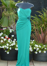 LIPSY Green Strapless Maxi Dress Size 12 UK Evening Wedding PROM Cocktail Party