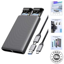 Aluminum Dual M.2 NVMe SSD Adapter, Tool-Free Installation, 10Gbps Speed