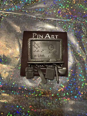 Pin Art - Pewter Teacher Gift T Brooch - Book Apple Ruler Calculator | eBay