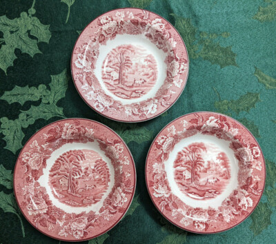 Set of 3 Enoch Woods English Scenery Rim Cereal Bowls 6.5