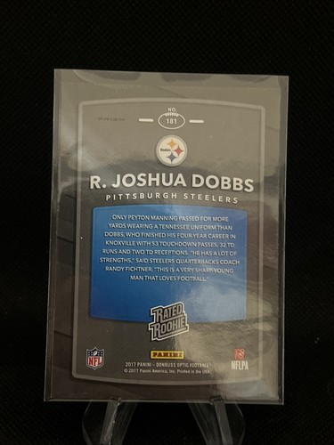 JOSHUA DOBBS 2017 Donruss Optic Rated Rookie LIME Green Prizm RC SP #181 VIKINGS - Picture 2 of 2
