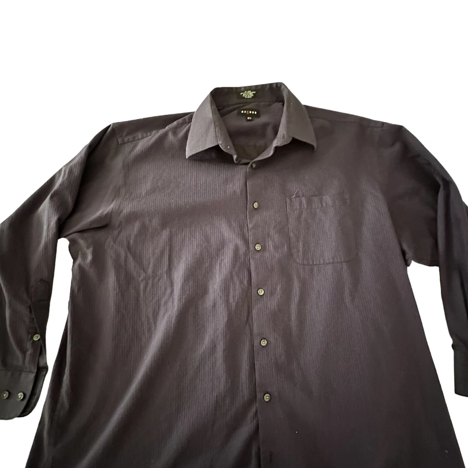 Camisa de vestir Axcess para hombre 34-35 púrpura a rayas cuello 18,5 informal sin hierro LS Foto 3 de 4