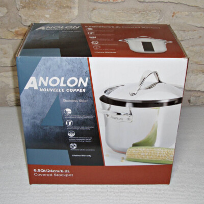 【NEW】ANOLON 77275 NOUVELLE COPPER STAINLESS STEEL 6½-QUART COVERED STOCKPOT