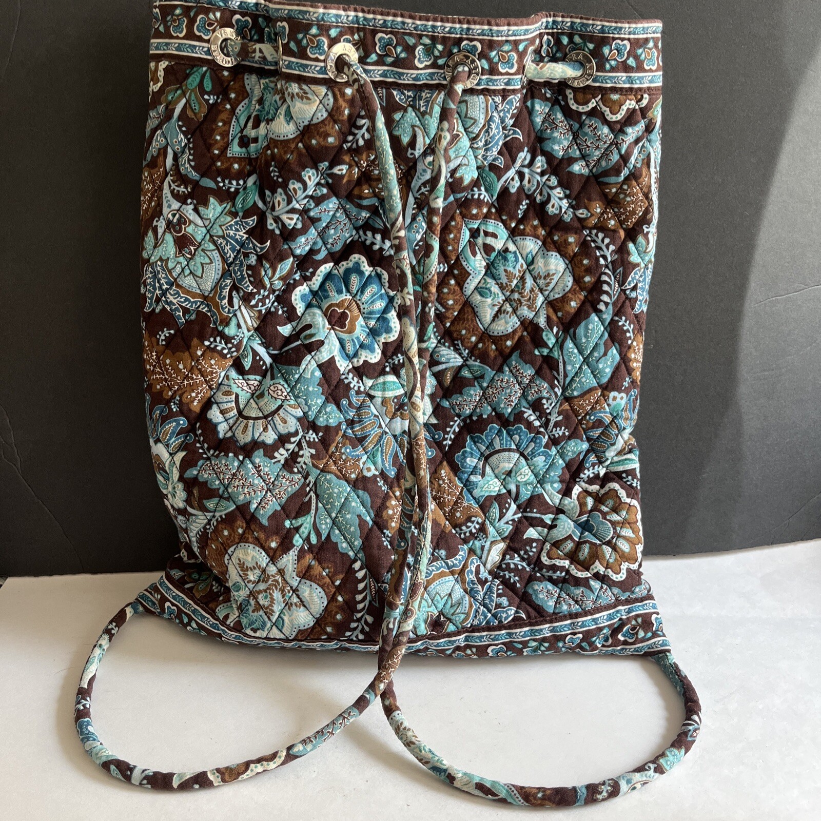 Vera Bradley Java Blue String Backpack Blue and B… - image 5