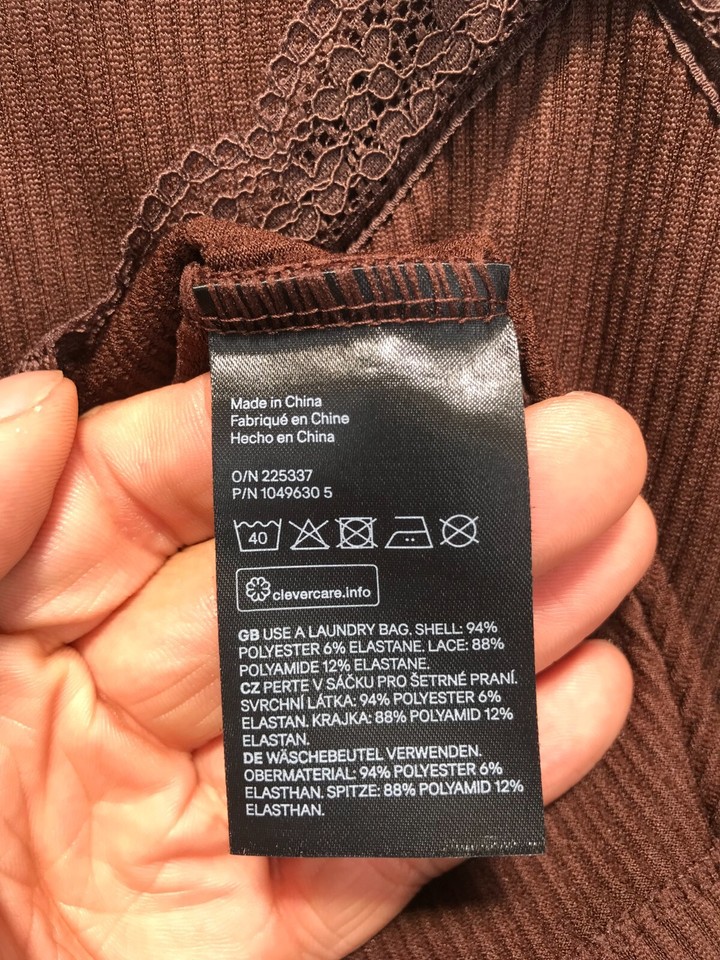 H&M Womens Brown Ribbed Lacing Detail Strap Mini Dress Size M JG eBay