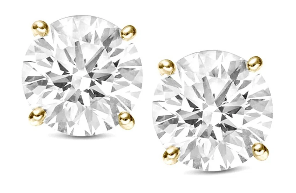 Aretes de diamantes con certificación IGI 4,00 quilates E VS1 solitario corte ideal 4 quilates 14 k Foto 2 de 4