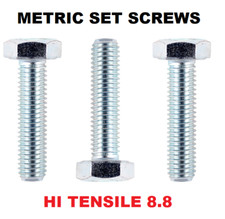 Image of HEXAGON SET SCREWS FULLY THREADED BOLTS 8.8 HIGH TENSILE ZINC PLATED M8 M10 M12