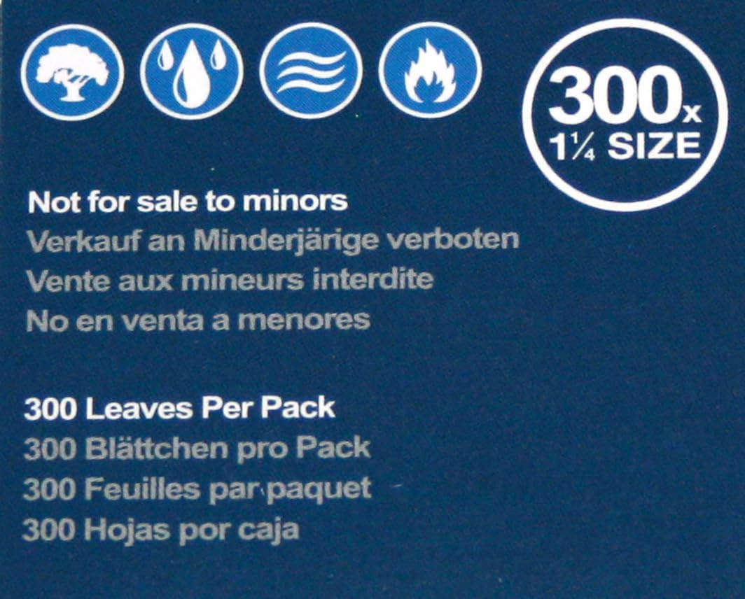 ELEMENTS 300 Ultra Thin Rice Rolling Paper 1.25 1 1/4 Size, 5 Pack = 1500 Leaves