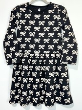 Tea Girls Skirted Dress 6 Cotton Brown Long Sleeve Crew Neck Breathable Logo