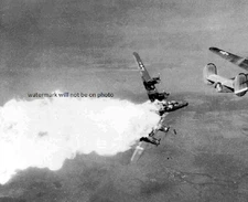 USAF B-24 Liberator Bomber hit by Flak over Germany 8"x 10" WWII WW2 Photo 318