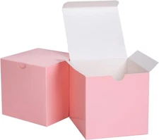 Small Pink Gift Box 50 Pack 3 X 3 X 3 Inches Fold Box Paper Gift Box Bridesmaids