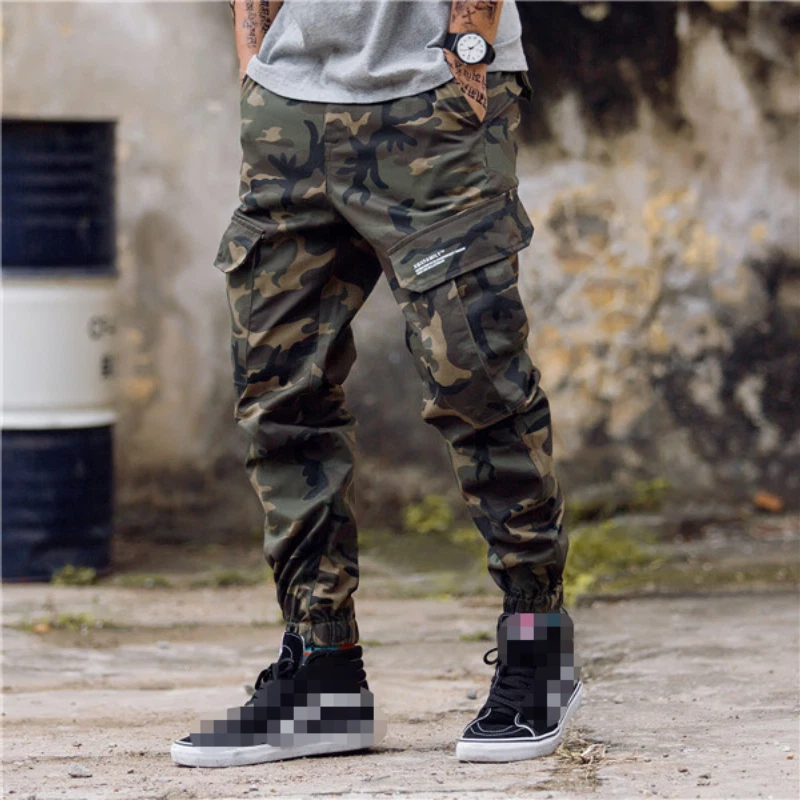 Casual Men Trouser Streetwear Camo Cargo Pants Joggers Pocket Camouflage  Pants