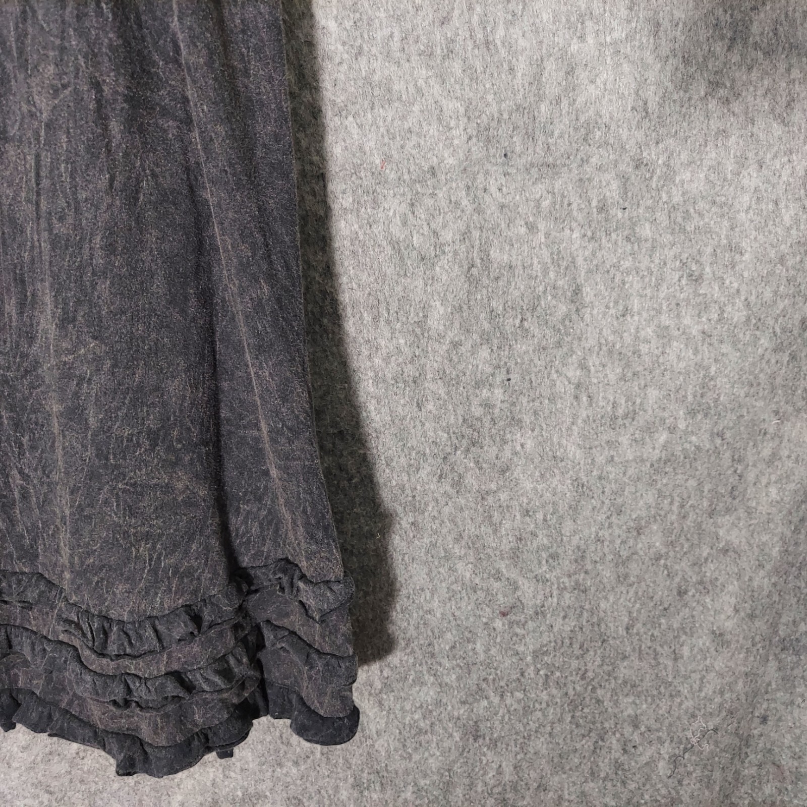 Awake Couture Dress L Embroidered Beaded Sequin Ruffled Mineral Wash Boho Tribal