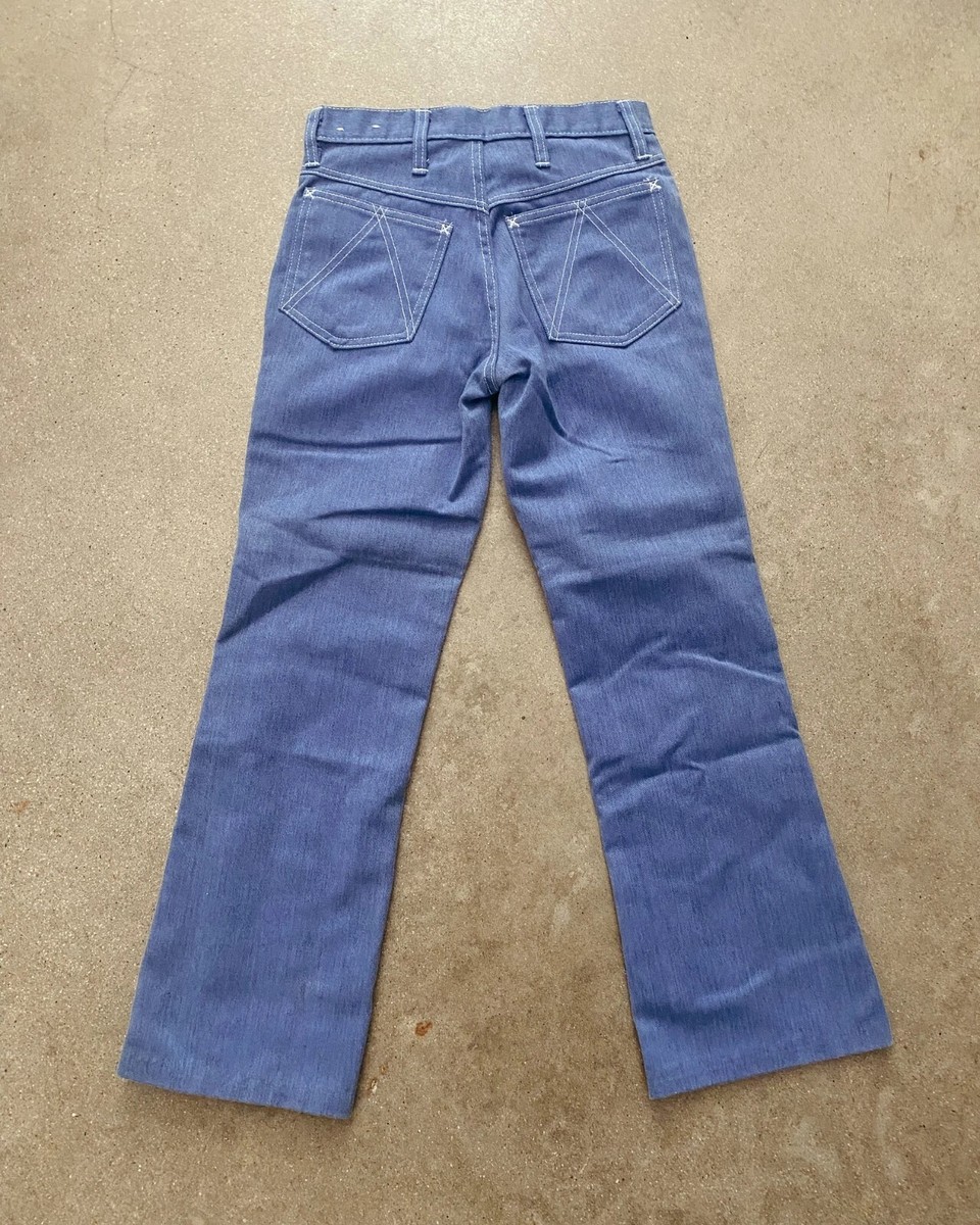 Vintage 60s 70s Tween Kick Flare Jeans Low Rise Scovill Zip Denim 