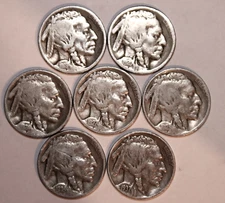 (7) Buffalo Nickels - 1919 1920 1924 1927 1929 1934 1937 - #2213D