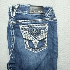Vigoss Jeans Women 30x21 The New York Capri Embroidered Pockets Casual Blue