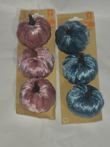 HALLOWEEN VELVET PUMPKINS CLIP SET OF 6 PIECES - Picture 5 of 5