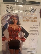 New Escante Victorian Vampiress Vampire Costume Adult Size Medium Back  Red