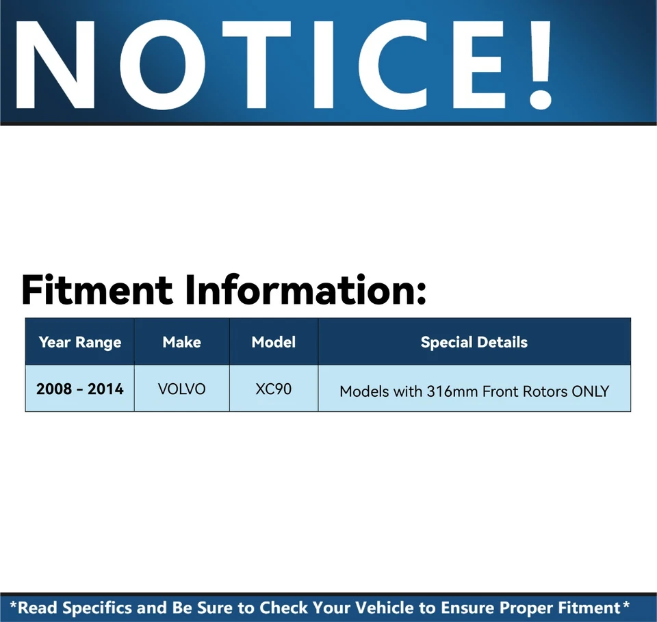 Rotores de freno delanteros y traseros de 12,44" pastillas de cerámica para Volvo XC90 2003-2014 Foto 2 de 4