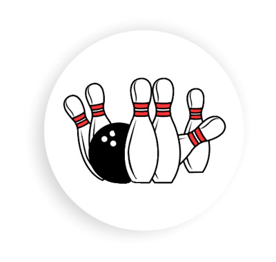 2cm 32x Sticker Decal Bowling Pins Falls Strike Round Ball R4102