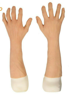 Realistic Male Silicone Gloves Prosthesis Hands Sleeve Artificial Arm Cover Scar