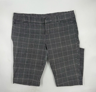 Old Navy Womens Pixie Pants 12P Gray White Plaid Stretch Cotton Skinny Leg
