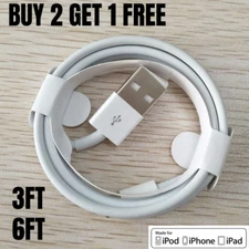 For iPhone 11 12 SE XR 8 7 6 5c 4s Charger 3ft 6ft USB Charging Cable Data Cord