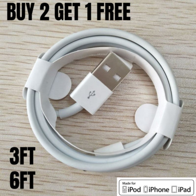 For iPhone 11 12 SE XR 8 7 6 5c 4s Charger 3ft 6ft USB Charging Cable Data Cord