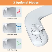 Bidet Fresh Water Spray Kit Non Electric Toilet Seat Attachment with Dual Nozzle