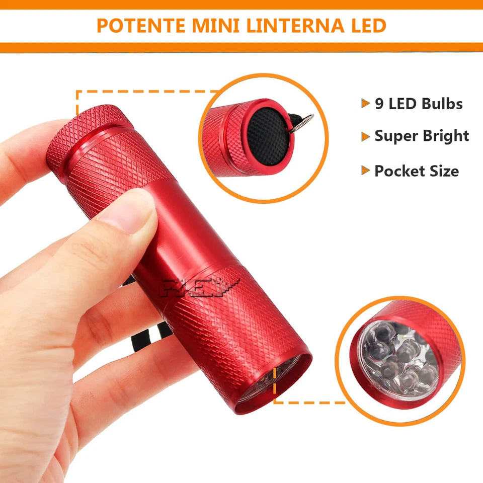 Mini Linterna Llavero LED Aluminio a Pilas Acampada, Mochila... Rojo d516 - Imagen 4 de 4