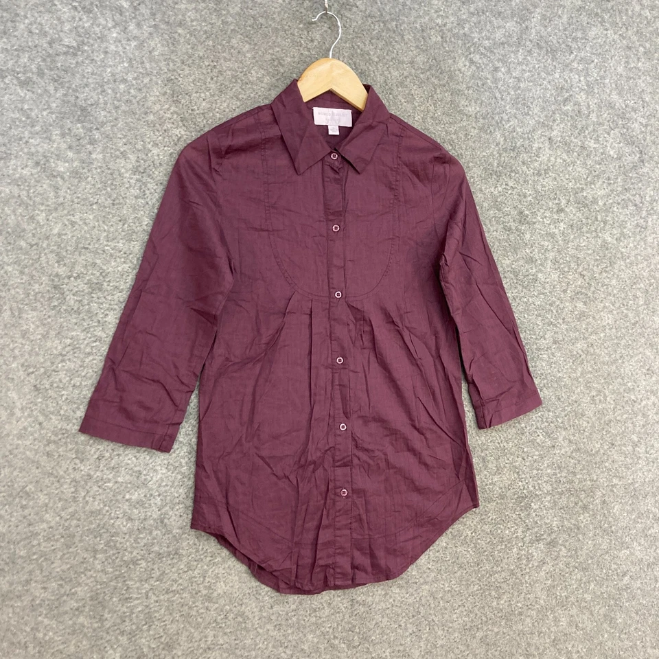 Camisa para mujer Romeo y Julieta talla M mediana púrpura manga 3/4 abotonada 41727 Foto 2 de 4