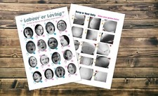 Baby shower game Labour, Bump or Beer Belly, labour porn, 20 sheets Black&White