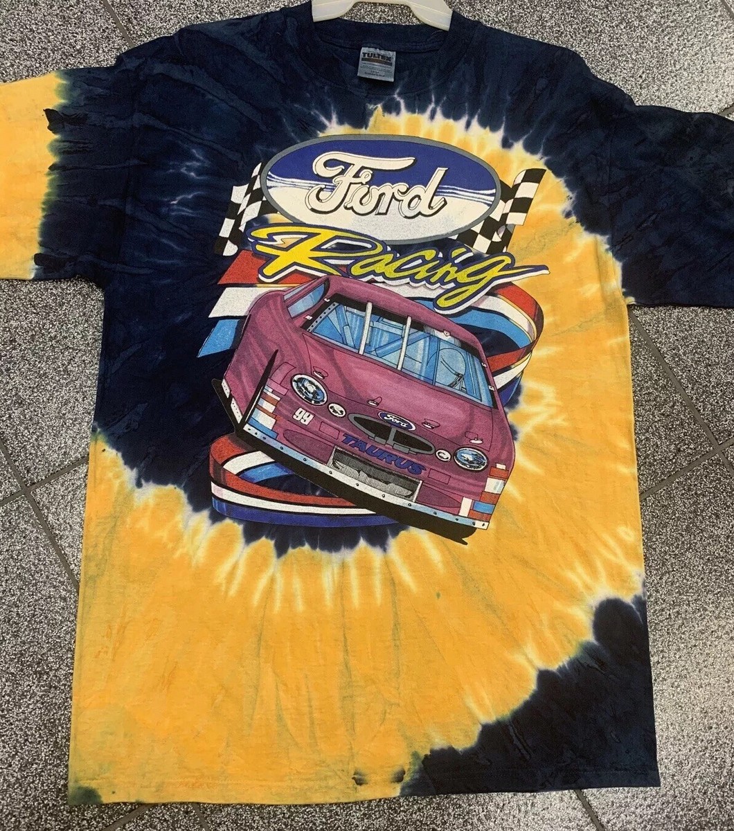 Large New Vintage Tye Dye VTG 90's All Over Print FORD RACING