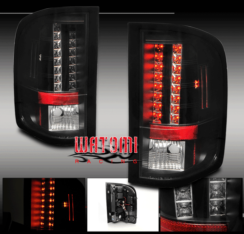 07-11 CHEVY SILVERADO PICKUP TRUCK LED TAIL LIGHTS REAR LAMPS BLACK LS LT LTZ WT - Picture 1 of 2