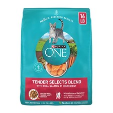 Purina ONE Tender Select Blends Salmon Flavor Dry Cat Food, 16 lb. Bag
