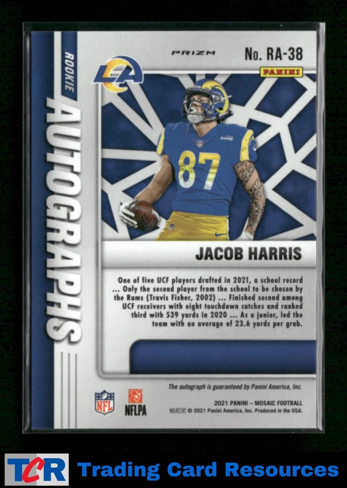 2021 Panini Mosaic #RA-38 Jacob Harris Rookie Mosaic Auto - Image 2 of 2