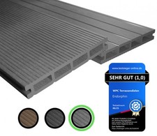 Endorphin® WPC Terrassendielen Komplettbausatz Hohlkammer Diele Hellgrau 20 qm
