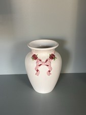 Clean Vintage FTD Rose And Bow Vase 8 Inch