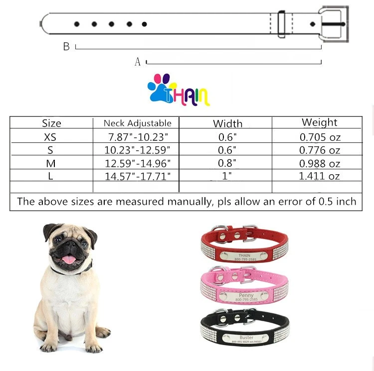 Rhinestones Personalized dog collar Bling engraved custom ID tag Name / Number#A - Image 2 of 4