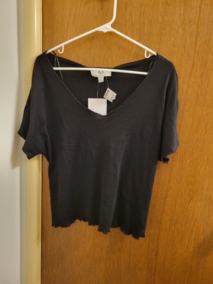 Magaschoni *stain* *small hole* Womens M Black Shirt Basic Blouse Minimalist 