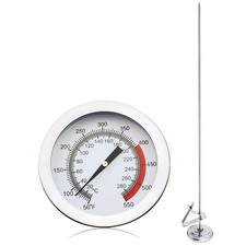 Deep Fryer/Candy/Turkey Thermometer with Clip 15 inch stem - 15 Inch, Silver