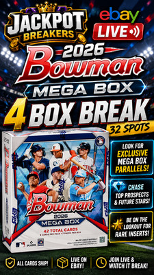 #1185 PYT 2026 Bowman Baseball 4 Box Mega Break - Pick Your Team!