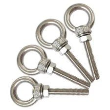 4 Pack M8 5/16 Shoulder Eye Bolt, Stainless Steel, 50mm Thread, Nuts