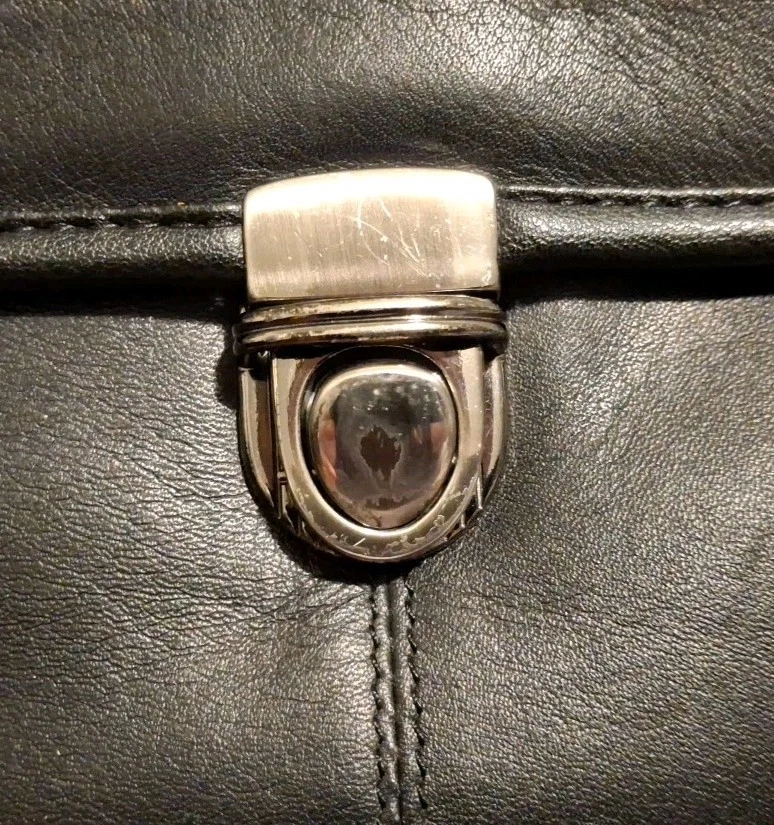 Soft Leather Briefcase Black Padded Laptop Holder Inner Other Pockets Techolon - Image 3 of 4