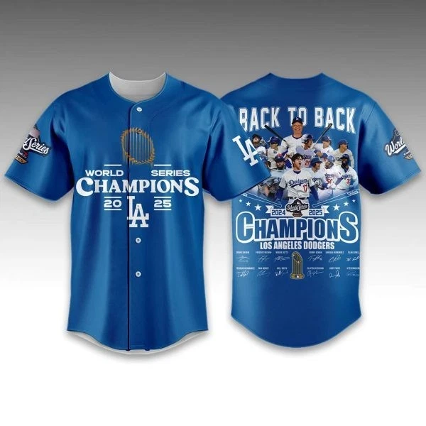 Dodgers Back To Back World Series Champions 2025 Baseball Jersey